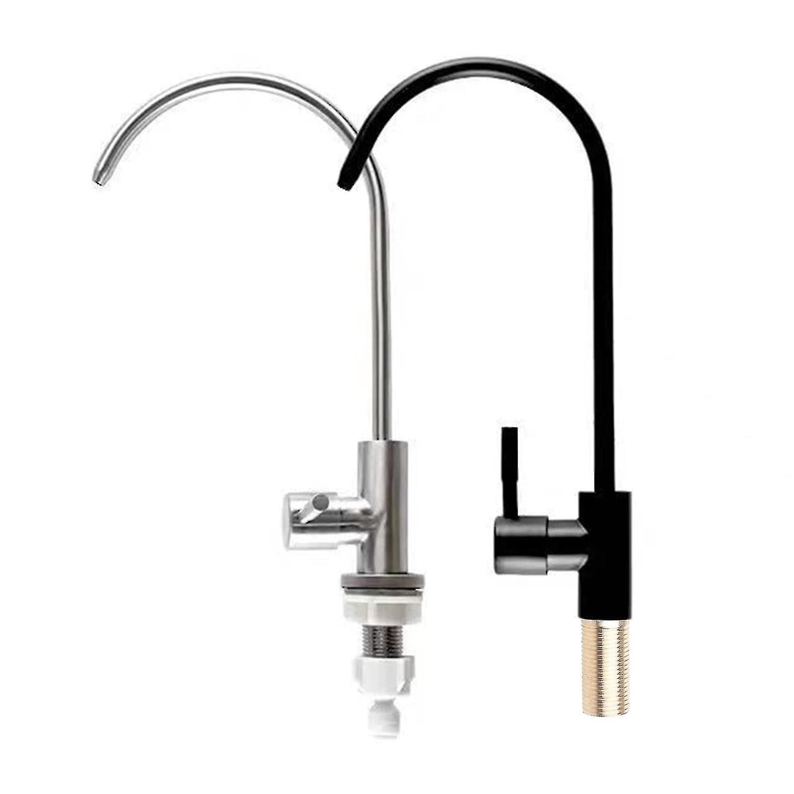 Drinking Water Faucet Kitchen Mixer Stainless Steel Water Filter Faucet, 360 Degree Rotation, 12.2x27cm Overall Size, Silver/Black Finish Options