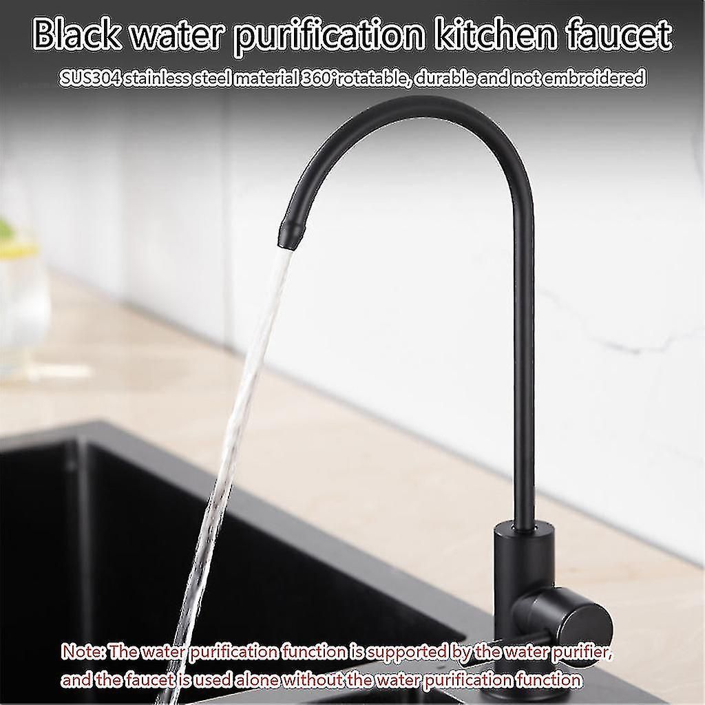 Drinking Water Faucet Kitchen Mixer Stainless Steel Water Filter Faucet, 360 Degree Rotation, 12.2x27cm Overall Size, Silver/Black Finish Options