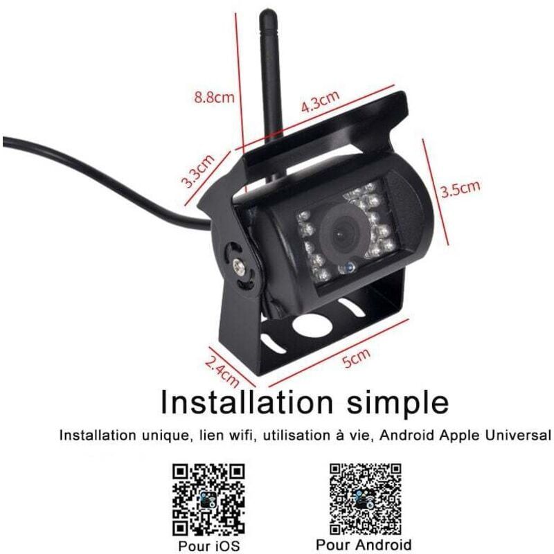 WIFI HD Wireless Truck Backup Camera, 12V-24V, 170 degree Wide Angle, 50m Range, Night Vision, Waterproof IP67, Metal material, White Color