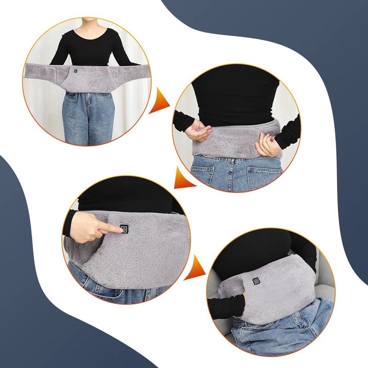 Electric Belly Warmer and Hand Warmer Heating Belt for Menstrual Pain and Lower Back Relief, Soft Belt, 3 Heat Settings