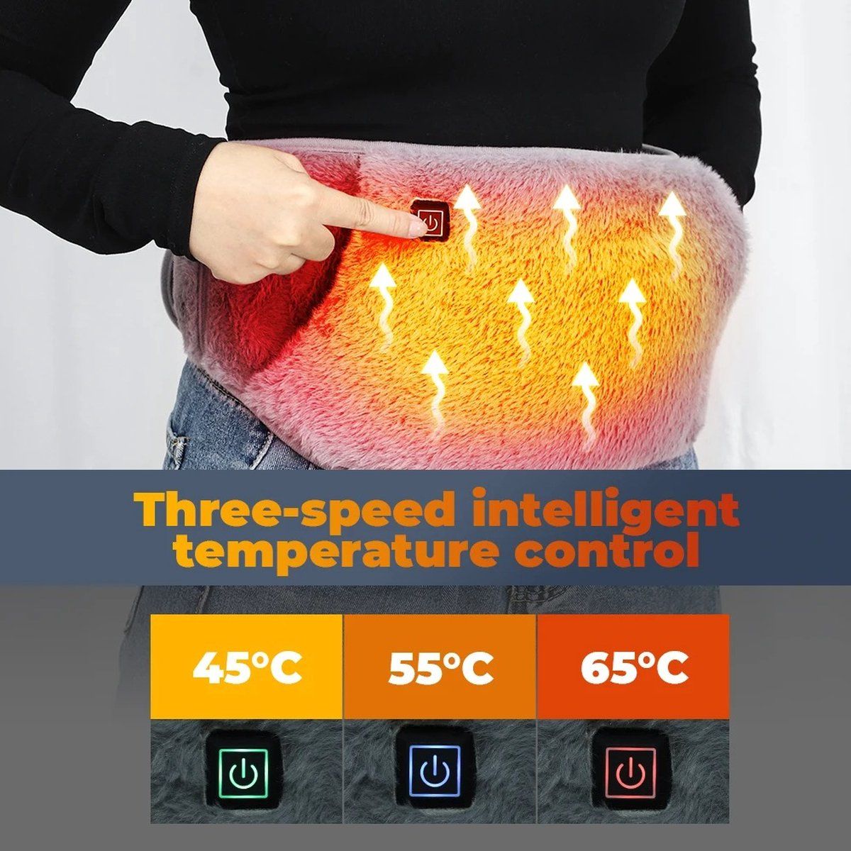Electric Belly Warmer and Hand Warmer Heating Belt for Menstrual Pain and Lower Back Relief, Soft Belt, 3 Heat Settings