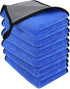 6 Pieces Microfiber Car Cleaning Cloths, Super Absorbent Two-Tone Wash Towels for Cars, Kitchens and Windows, Blue Grey, 30 x 40 cm