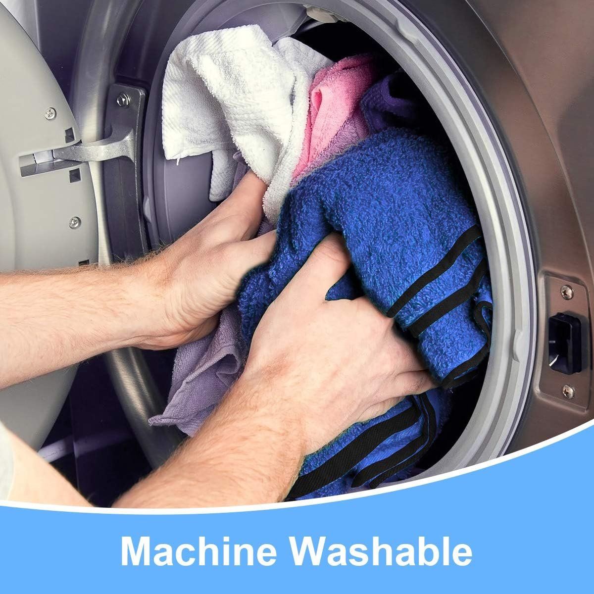 6 Pieces Microfiber Car Cleaning Cloths, Super Absorbent Two-Tone Wash Towels for Cars, Kitchens and Windows, Blue Grey, 30 x 40 cm