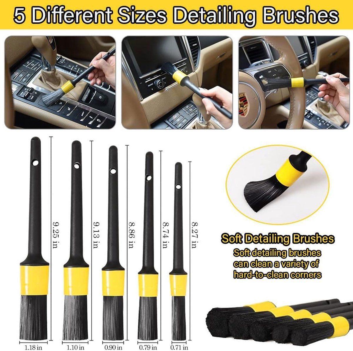 22 Pieces Car Wash Kit with Polishing Tools, Rim Brush and Interior and Exterior Car Care Accessories for Vehicle Cleaning