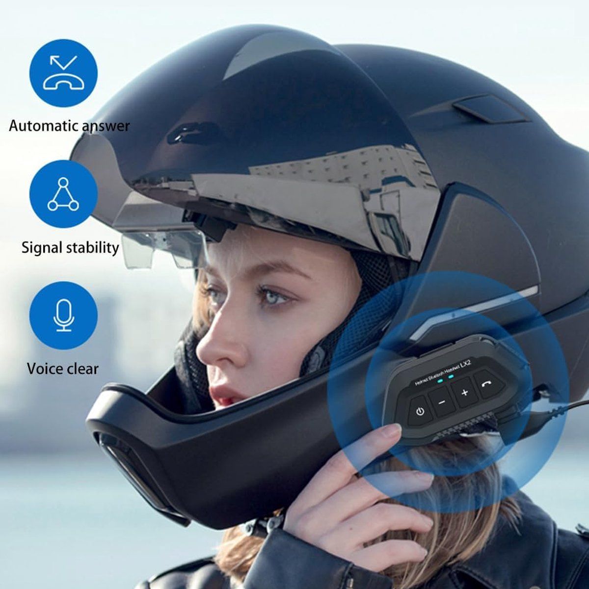 Motorcycle Helmet Headset, Bluetooth headset for motorcycle helmet, Bluetooth motorcycle headset 1200 mAh, Bluetooth 5.3