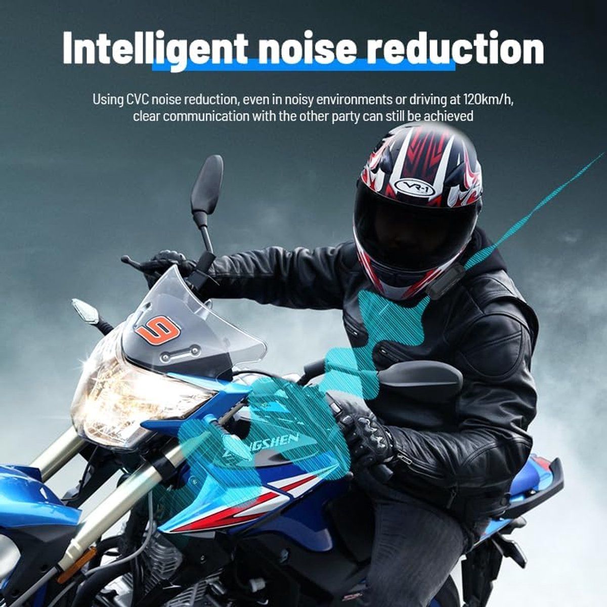 Motorcycle Helmet Headset, Bluetooth headset for motorcycle helmet, Bluetooth motorcycle headset 1200 mAh, Bluetooth 5.3