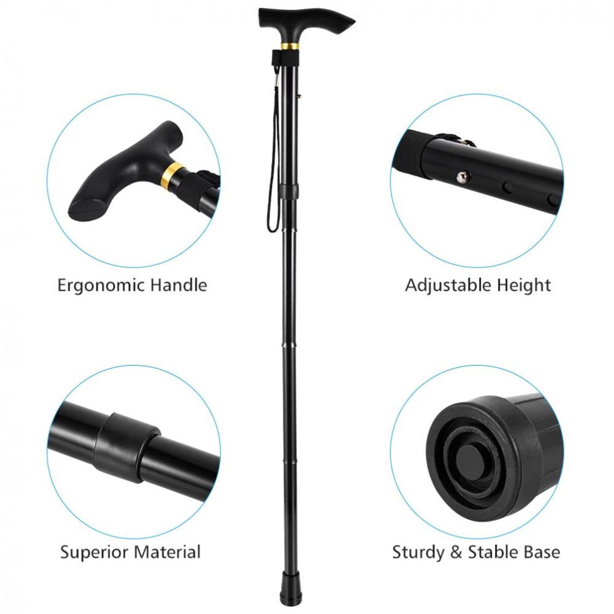 Crutch, Walking stick for the elderly, Adjustable and foldable, Walking stick, Nordic style, for Home, Travel and Daily Use, 84-93 cm