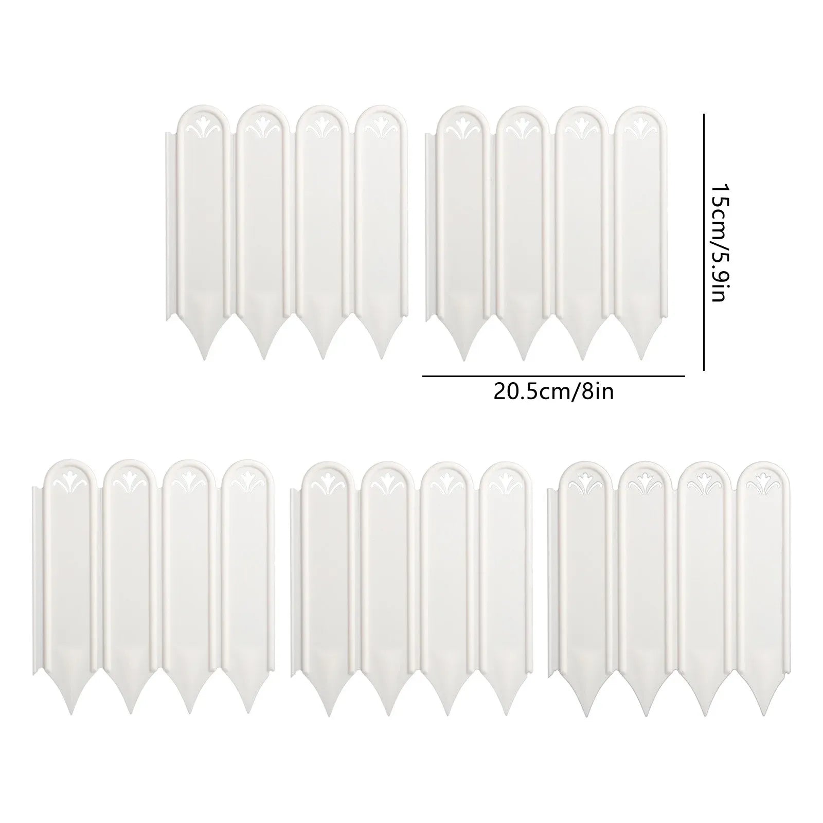 5 Pack, Garden Fence Plastic Picket Edging for Lawn Flower Bed Border Decorative Yard, 8x5.9in, for Garden, Patio, Outdoor and Seasonal Use