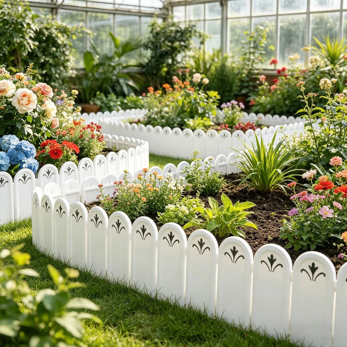 5 Pack, Garden Fence Plastic Picket Edging for Lawn Flower Bed Border Decorative Yard, 8x5.9in, for Garden, Patio, Outdoor and Seasonal Use