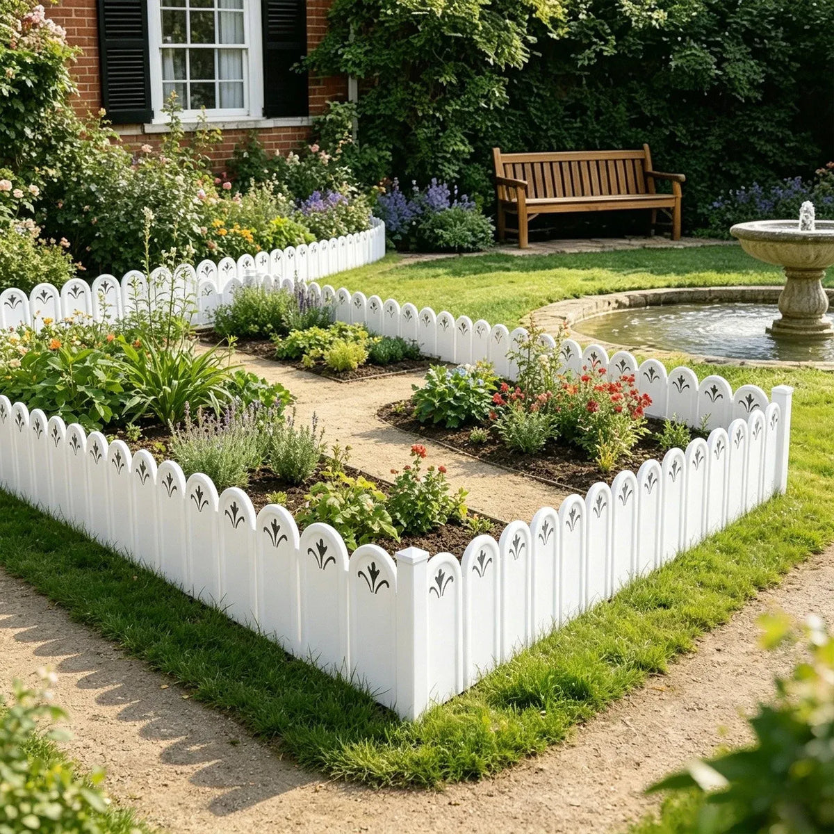 5 Pack, Garden Fence Plastic Picket Edging for Lawn Flower Bed Border Decorative Yard, 8x5.9in, for Garden, Patio, Outdoor and Seasonal Use