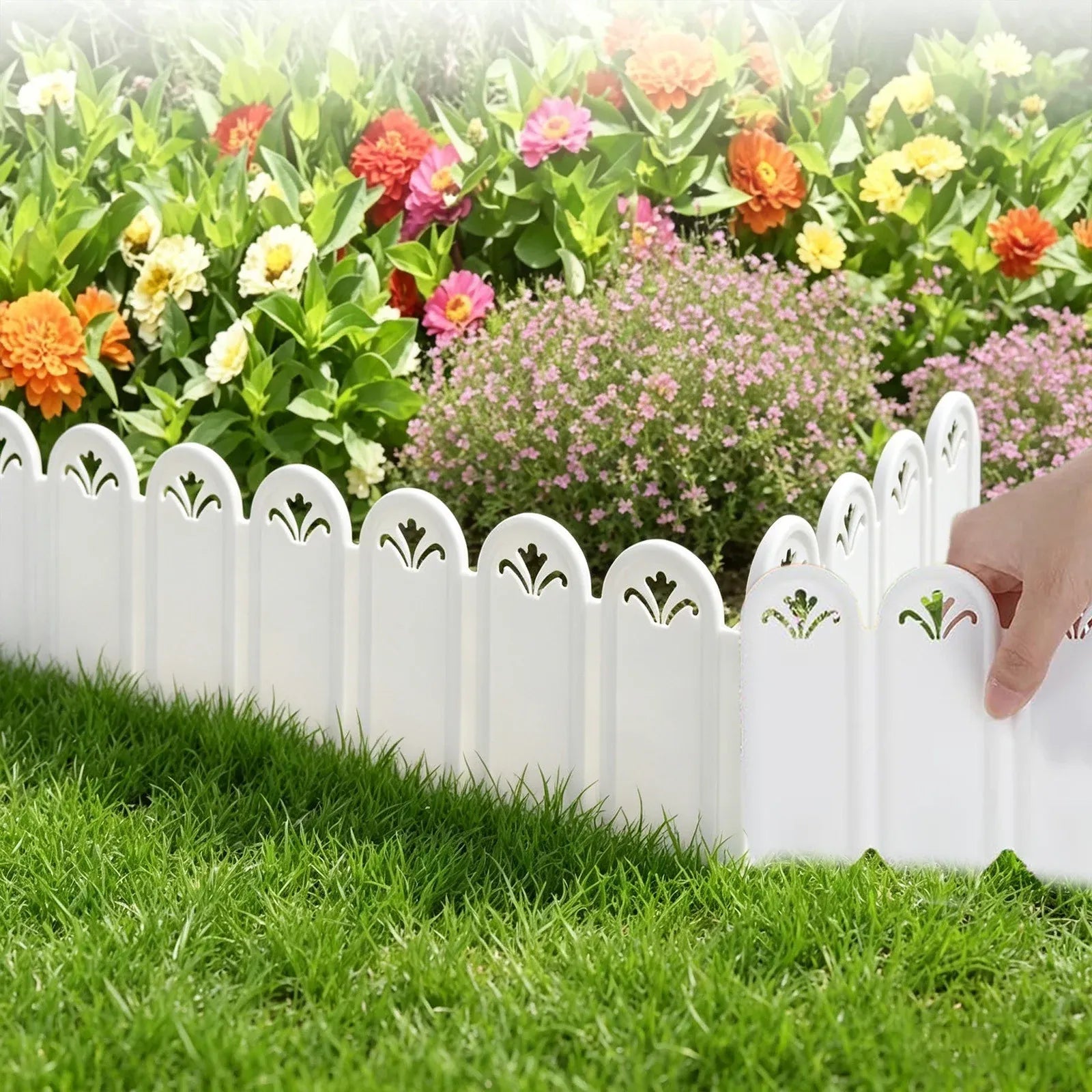 5 Pack, Garden Fence Plastic Picket Edging for Lawn Flower Bed Border Decorative Yard, 8x5.9in, for Garden, Patio, Outdoor and Seasonal Use