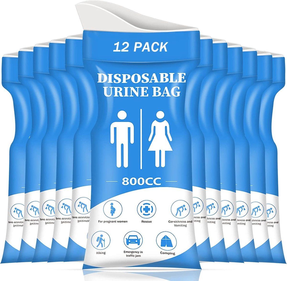 12 Pack Disposable Urine Bags 800ml Leakproof Emergency Toilet Bags Camping Travel