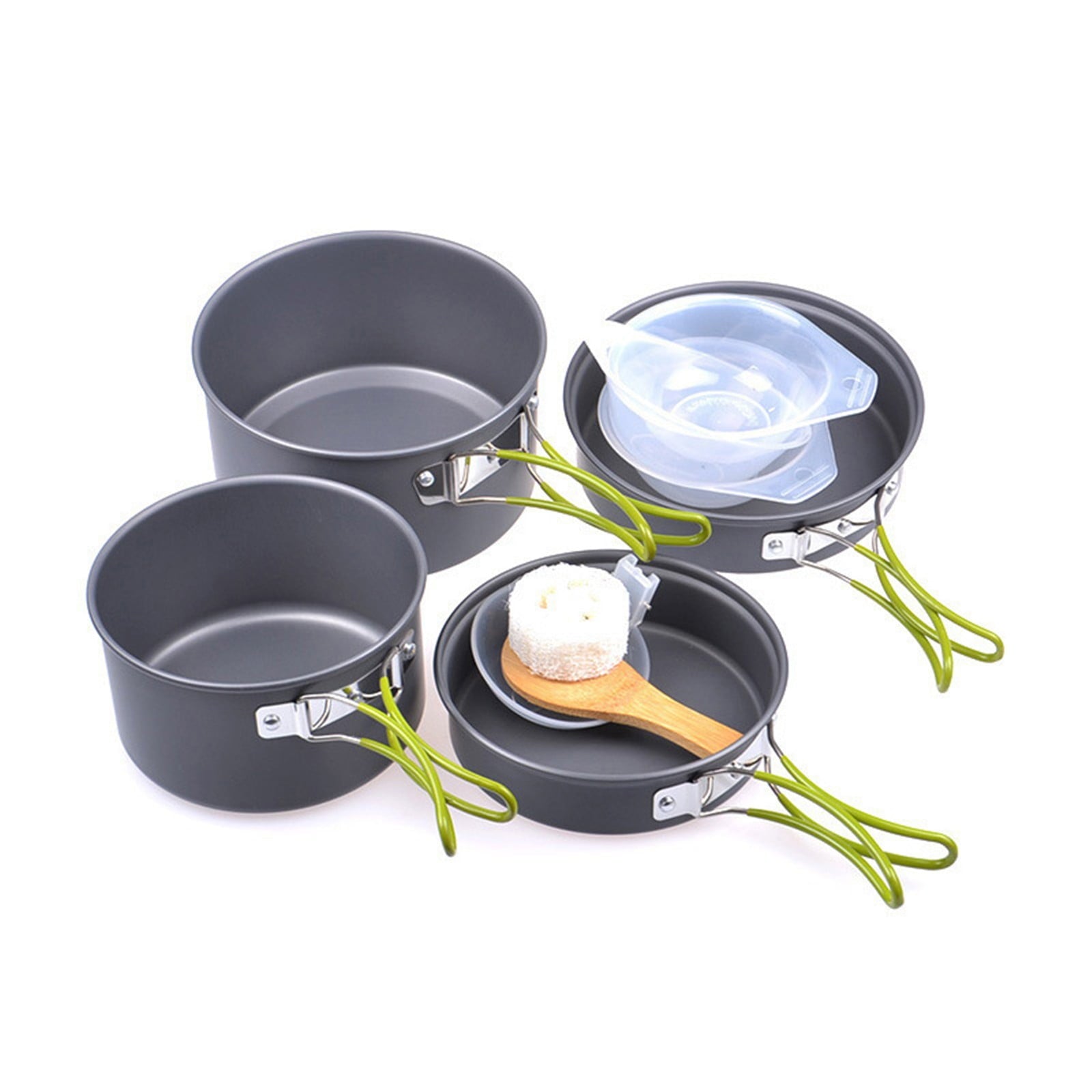 Cooking Utensils , Outdoor Camping Set Pot Cookware Picnic Pot Set Portable Alumina Heat Shielded Set Pot for 2 to 3 People As shown