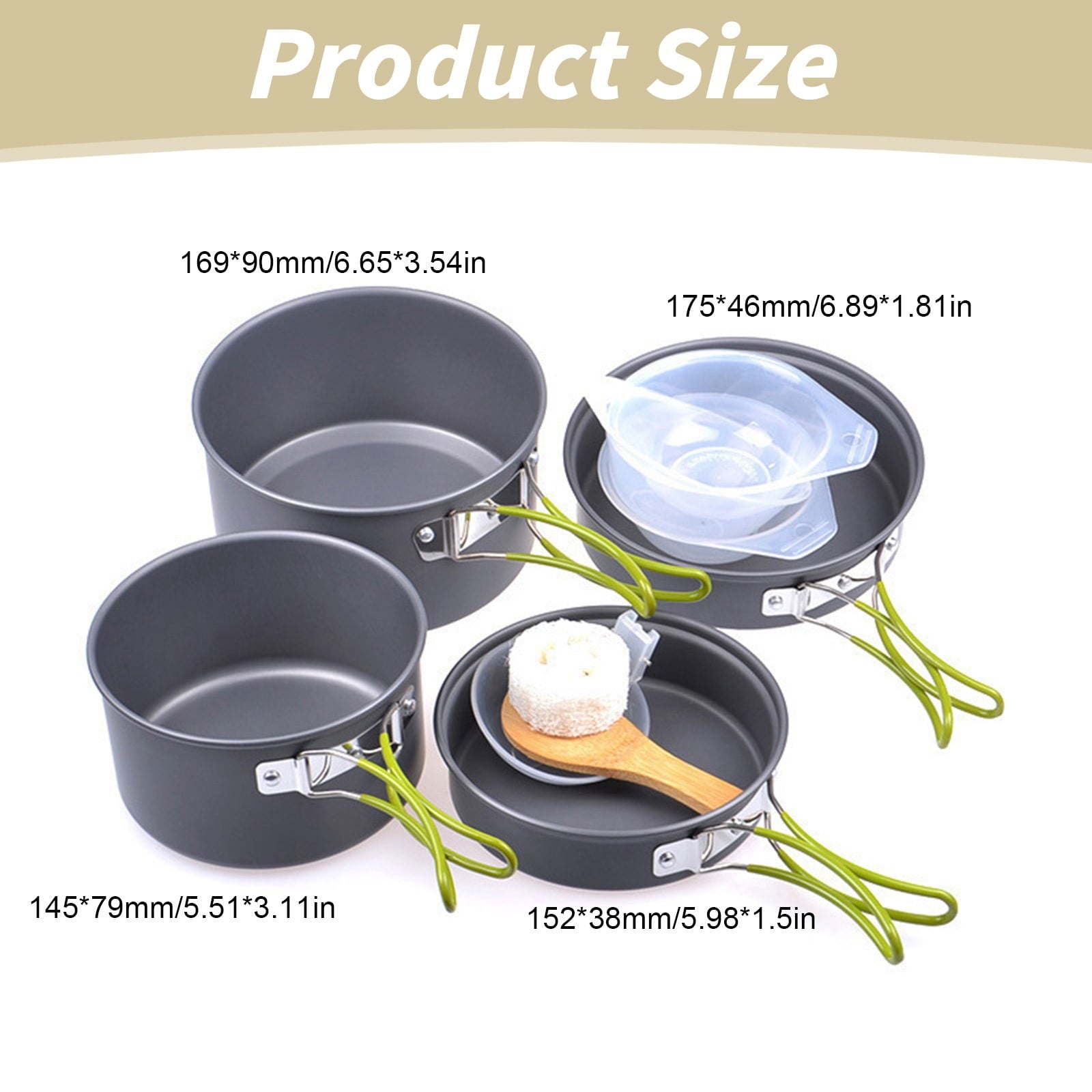 Cooking Utensils , Outdoor Camping Set Pot Cookware Picnic Pot Set Portable Alumina Heat Shielded Set Pot for 2 to 3 People As shown