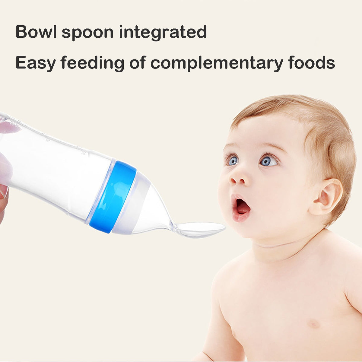 Glass and Bottle , Baby Food Feeder 4 Pack Silicone Baby Food Dispensing Spoon Wajiayon 3 Oz Feeding Spoons with Suction Cup for Boys Girl Kids Toddlers Self Feeding Bottle Spoon As shown