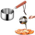 Stainless Steel Pan Mini Milk Warmer Pot Soup Pan with Wooden Handle Small Saucepan for Butter Warmer Heating Milk Cooking One Size A