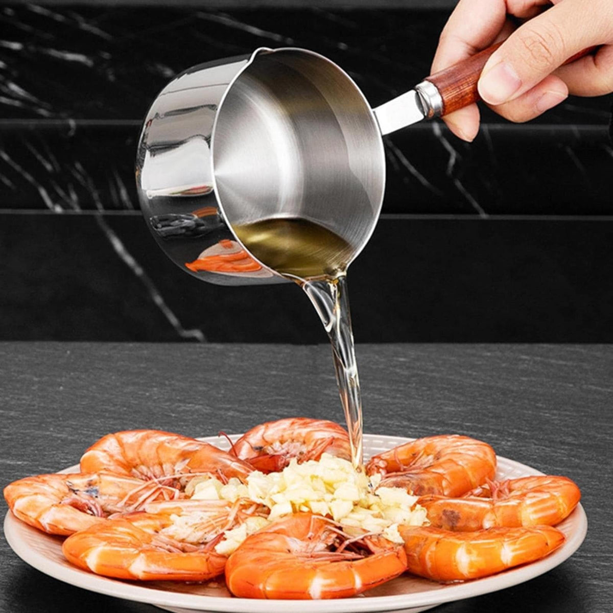 Stainless Steel Pan Mini Milk Warmer Pot Soup Pan with Wooden Handle Small Saucepan for Butter Warmer Heating Milk Cooking One Size A