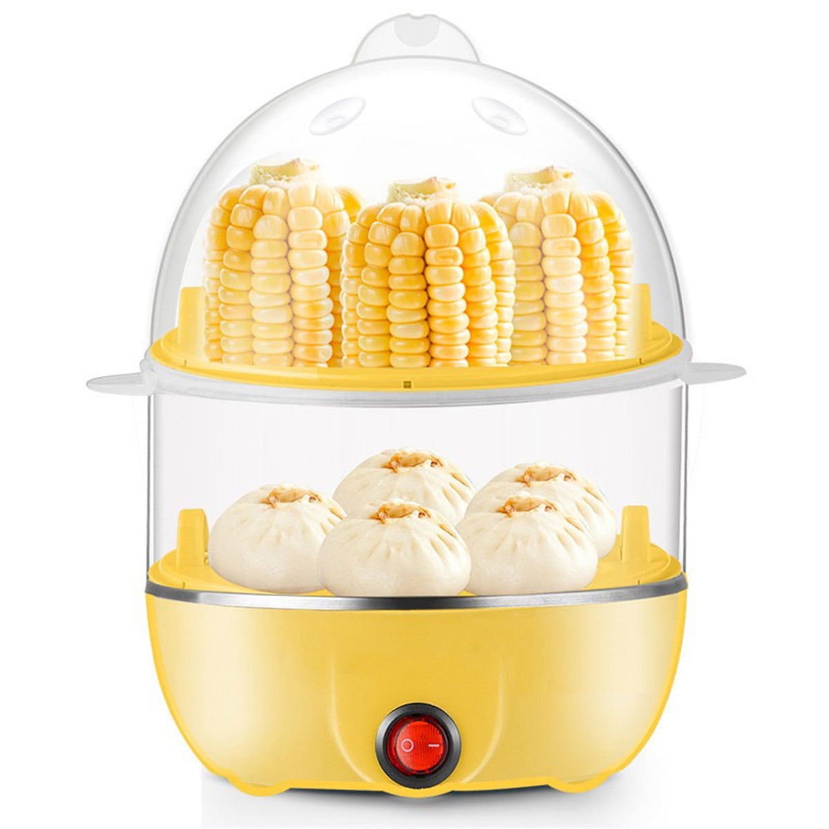 Egg Steamer ! Eggs Cooker Double Breakfast Machine Stainless Steel Multi Function Steamer, Cooking Molds Promotion Include 1*Egg Steamer Yellow