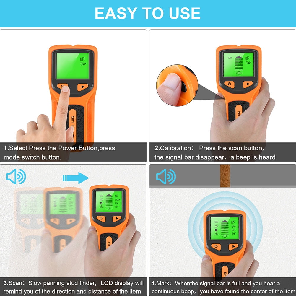 1Pcs Orange ABS Wall Stud Detector for Detecting Electrical Wires in Walls with Internal Sensor Technology