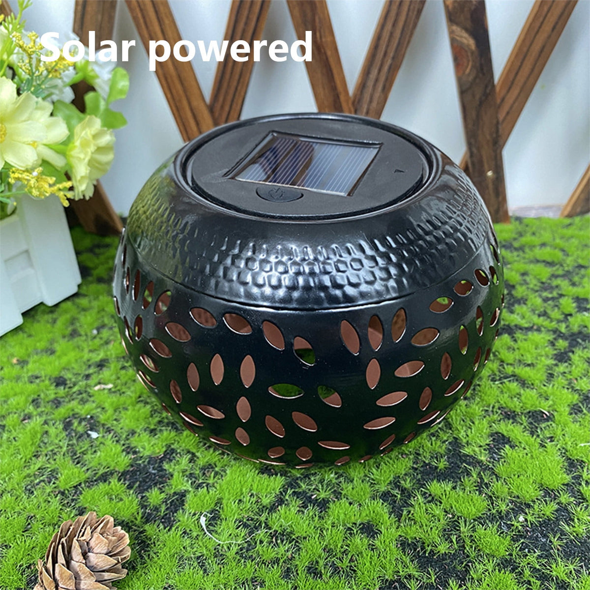 Solar Lantern Outdoor Waterproof, Solar Table Lights LED Metal Tabletop Light Solar Powered Decorative Lighting Lanterns for Desk, Black