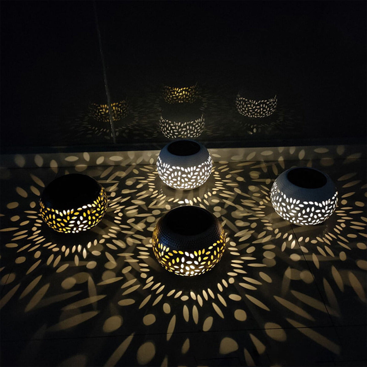 Solar Lantern Outdoor Waterproof, Solar Table Lights LED Metal Tabletop Light Solar Powered Decorative Lighting Lanterns for Desk, Black