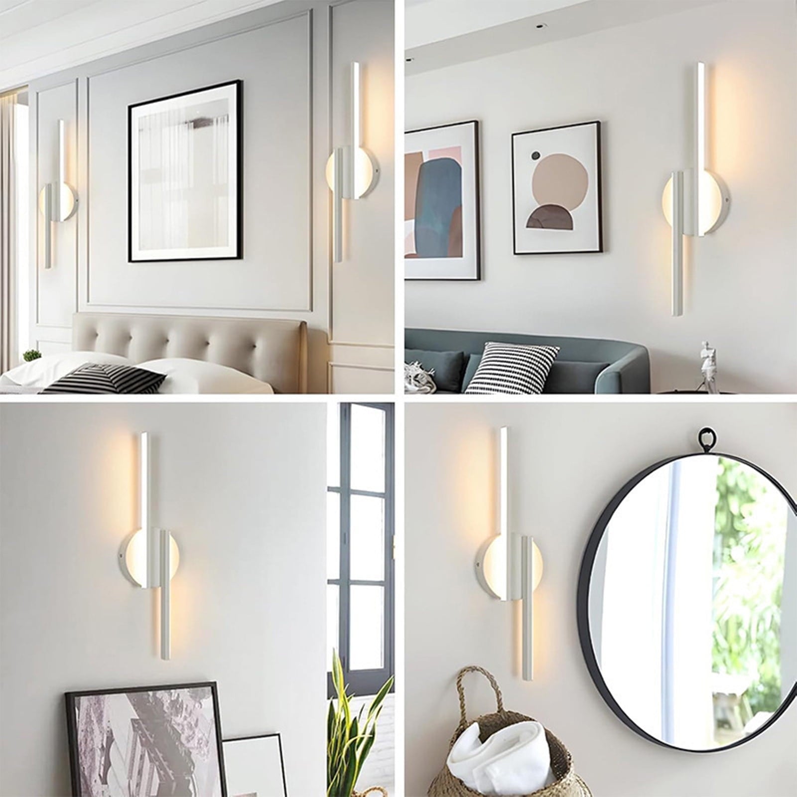 1 Piece Rechargeable LED Wall Sconce, Wireless Rotatable Lamp with Dimmable 3000 to 6000 K Light for Hallways, White