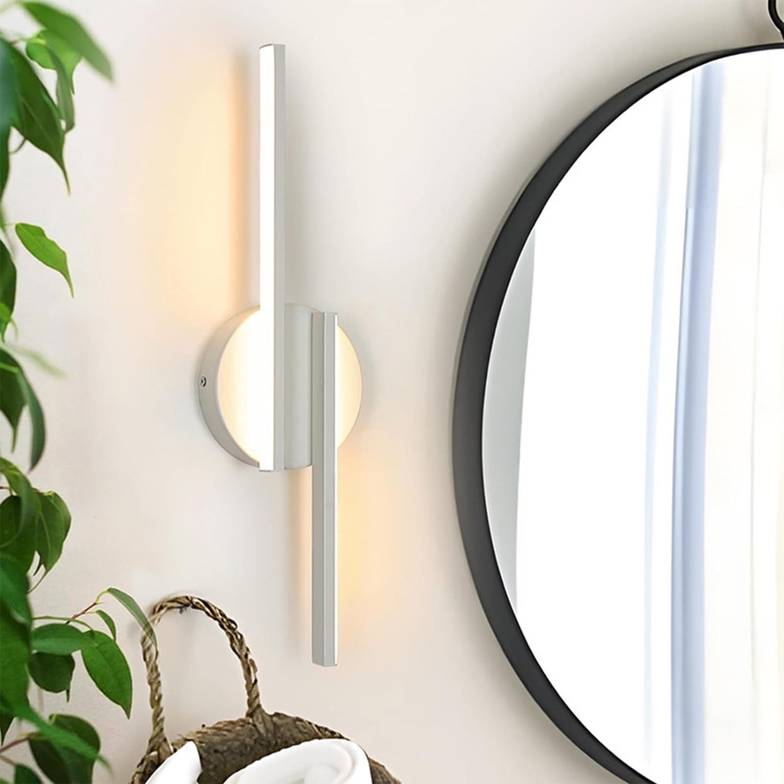 1 Piece Rechargeable LED Wall Sconce, Wireless Rotatable Lamp with Dimmable 3000 to 6000 K Light for Hallways, White