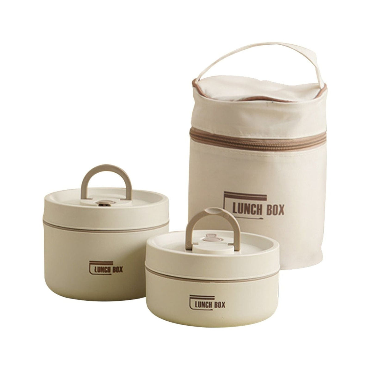 Insulated Bento Lunch Box, Leak Resistant Thermal Food Container for Adults, Meals, Fruit, Sauces and Daily Travel, Beige