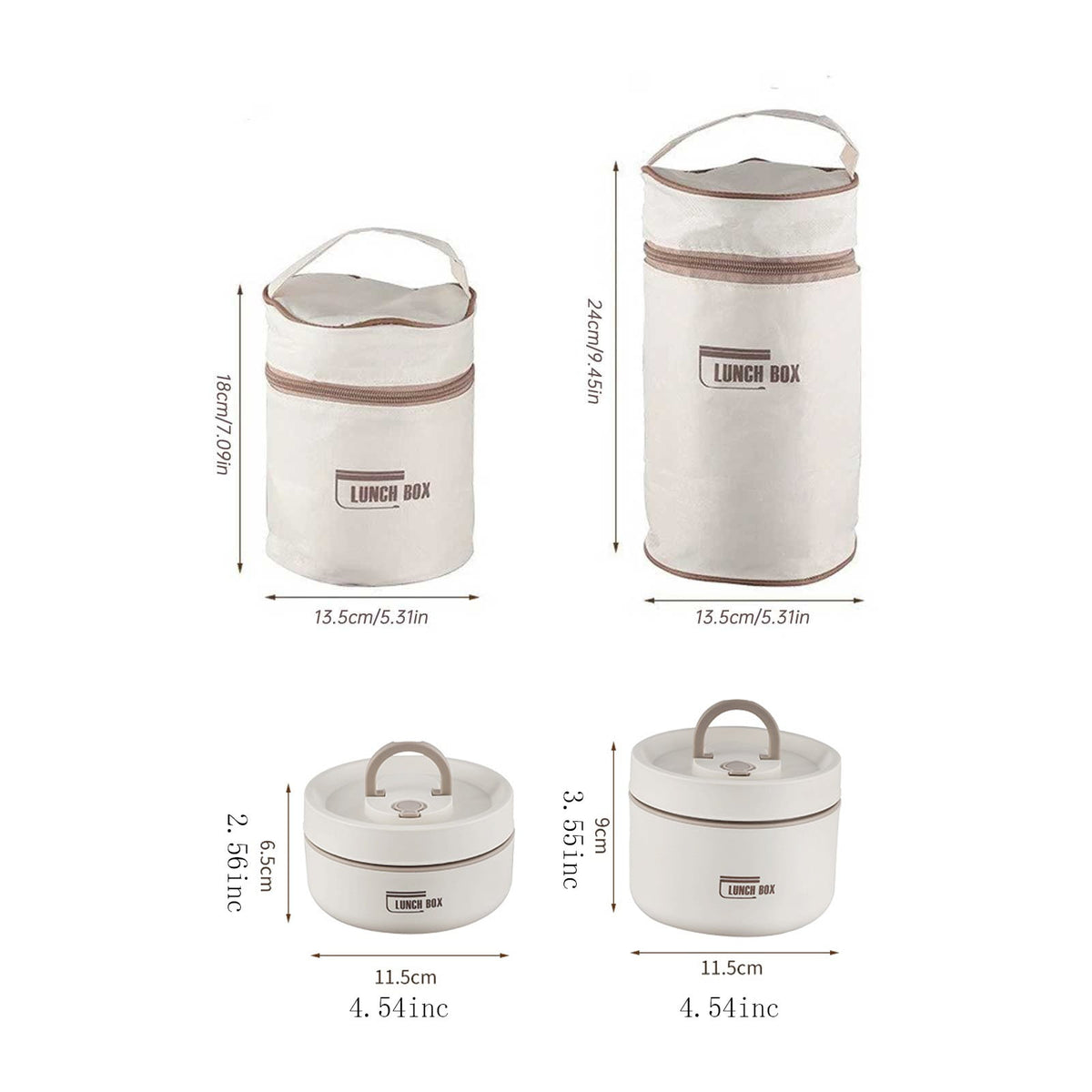 Insulated Bento Lunch Box, Leak Resistant Thermal Food Container for Adults, Meals, Fruit, Sauces and Daily Travel, Beige