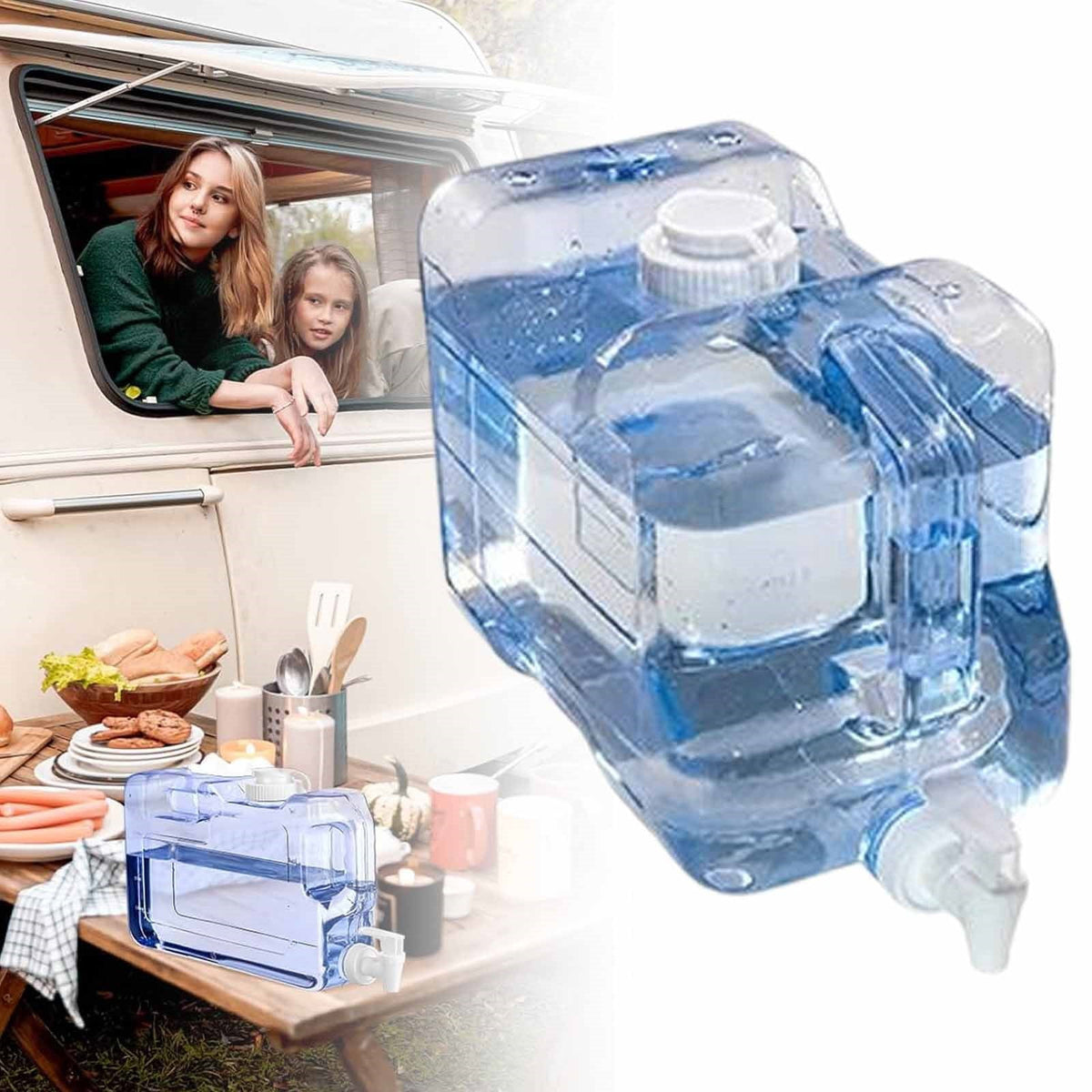 1 Piece Fridge Water Dispensers Bottle with Leak-proof Spigot and Convenient Handle Plastic Cold Juice, Transparent, 35 x 12.5 x 21.5 cm