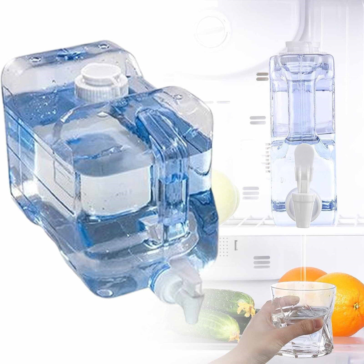 1 Piece Fridge Water Dispensers Bottle with Leak-proof Spigot and Convenient Handle Plastic Cold Juice, Transparent, 35 x 12.5 x 21.5 cm