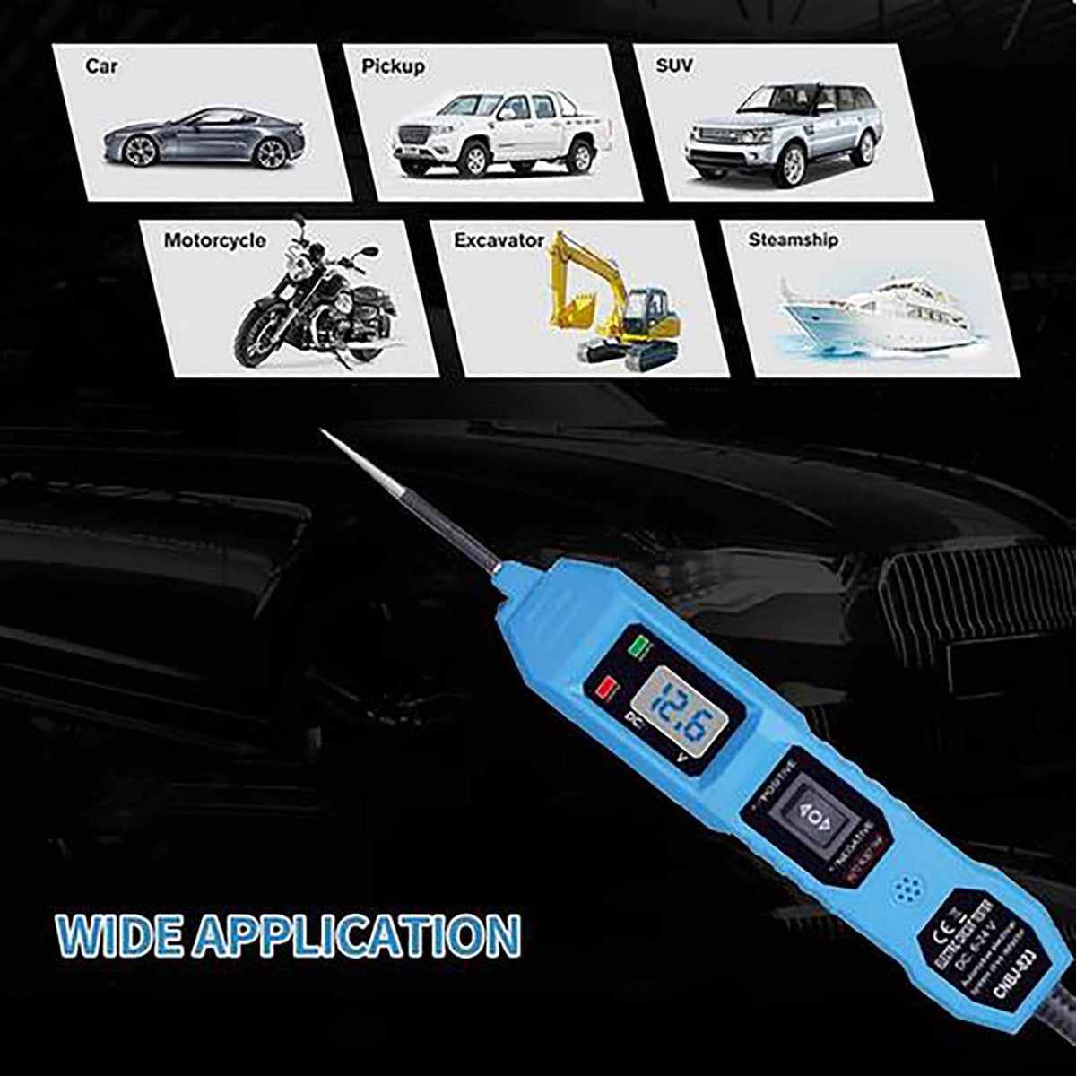Automotive Circuit Tester with 16ft Cable, 6-24V Diagnostic Tool for Continuity, Polarity, and Short Circuit Testing, Easy-to-Use Probe for Bad Ground Contacts, Ideal for Cars, SUVs, and Motorcycles