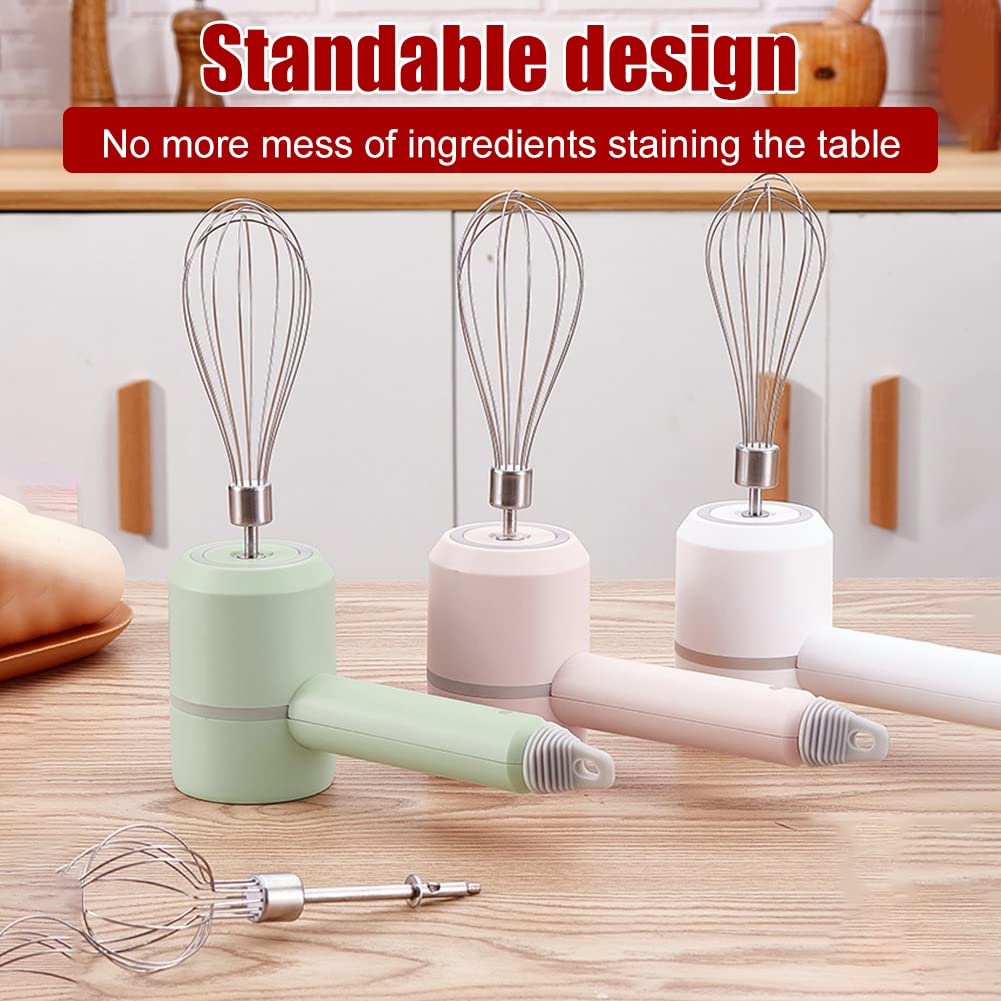 Cordless Electric Hand Mixer and Mini Food Chopper with Whisk Attachment for Eggs, Cream, Garlic and Kitchen Prep, 5.1 cm, White