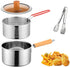 Stainless Steel Deep Fryer Pot with Basket for Tempura, Chips and Fried Foods, Suitable for Induction and Gas Cooktops, Silver