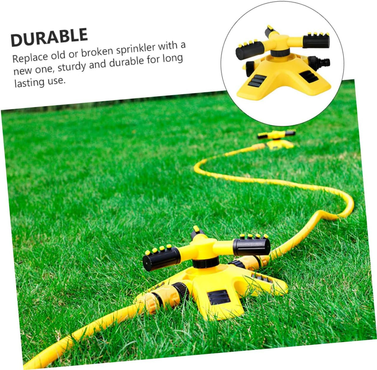 360 Degree Rotating Garden Sprinkler for Lawns and Irrigation, Automatic Watering System for Outdoor Plants and Grass, Yellow and Black