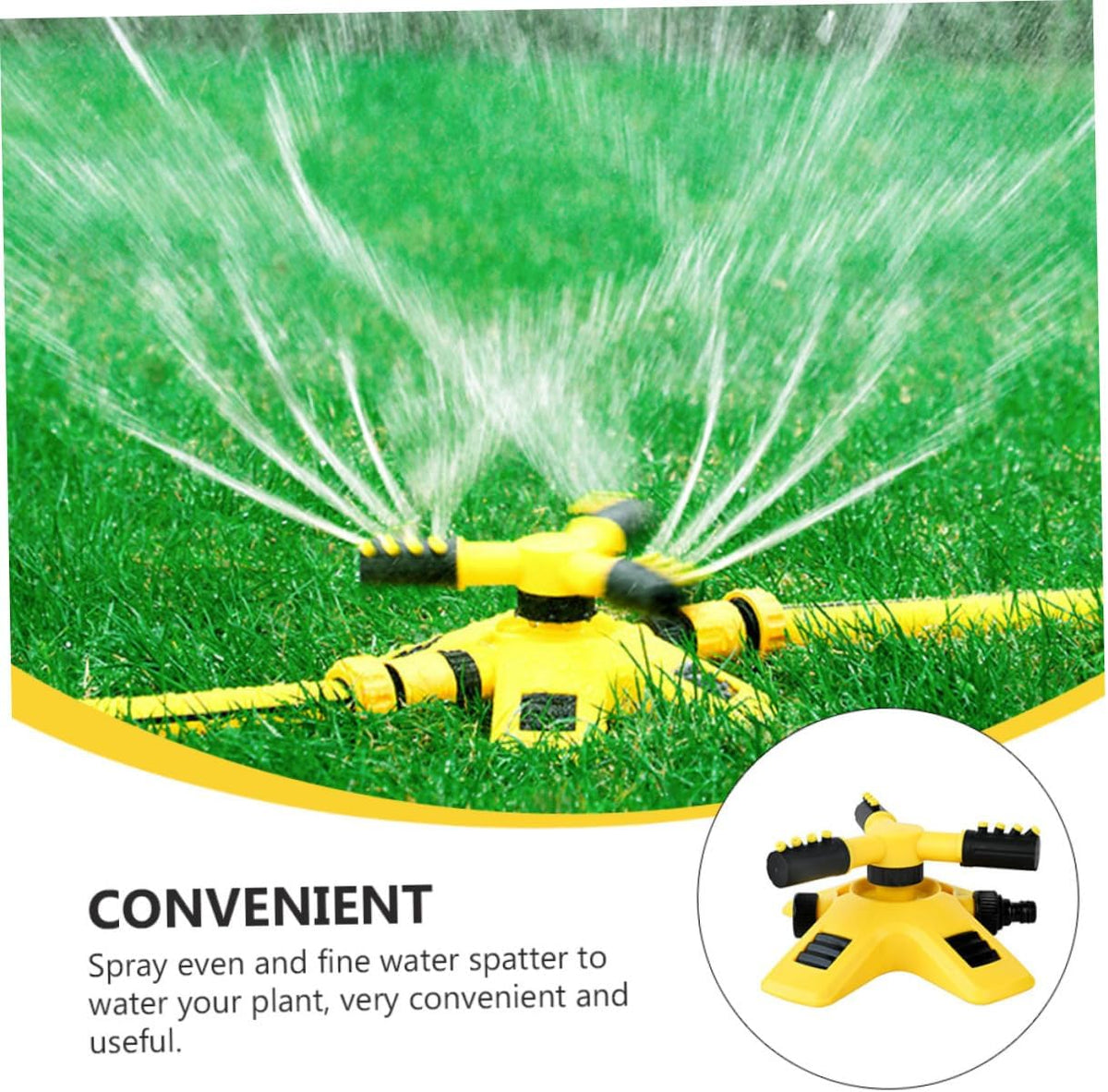 360 Degree Rotating Garden Sprinkler for Lawns and Irrigation, Automatic Watering System for Outdoor Plants and Grass, Yellow and Black