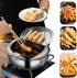 Stainless Steel Deep Fryer Pot with Basket for Tempura, Chips and Fried Foods, Suitable for Induction and Gas Cooktops, 24 cm, Silver