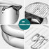 Stainless Steel Deep Fryer Pot with Basket for Tempura, Chips and Fried Foods, Suitable for Induction and Gas Cooktops, 24 cm, Silver