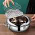Stainless Steel Deep Fryer Pot with Basket for Tempura, Chips and Fried Foods, Suitable for Induction and Gas Cooktops, 24 cm, Silver