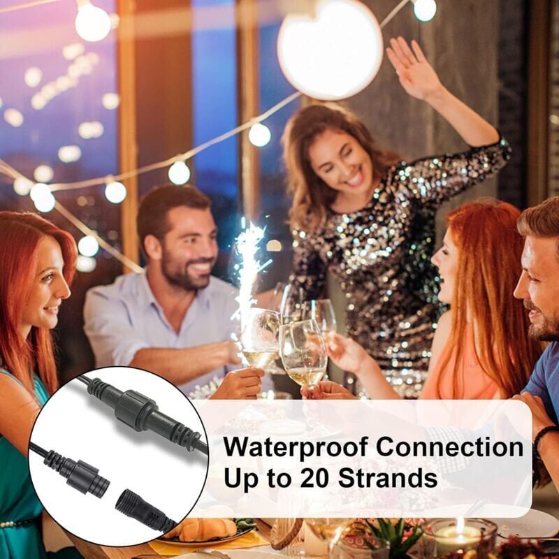 26 Bulb LED Outdoor String Lights Waterproof for Patio Garden Party, 15 m