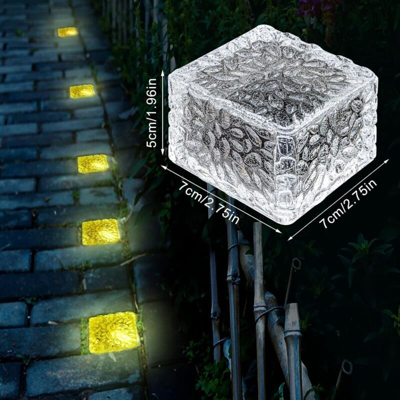 4 Pcs Solar Ground Lights Waterproof Warm White for Patio Lawn Deck Stairs