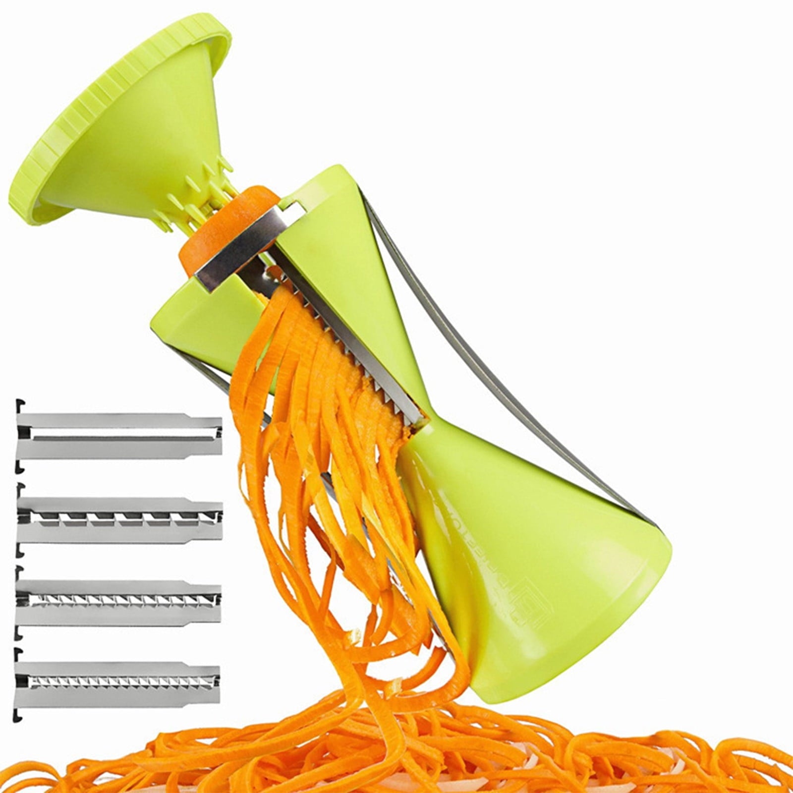 Spiralizer, Stainless Steel Vegetable Cutter for Large or Small Veggie Spaghetti Zucchini Carrot Pasta Noodle Maker Green