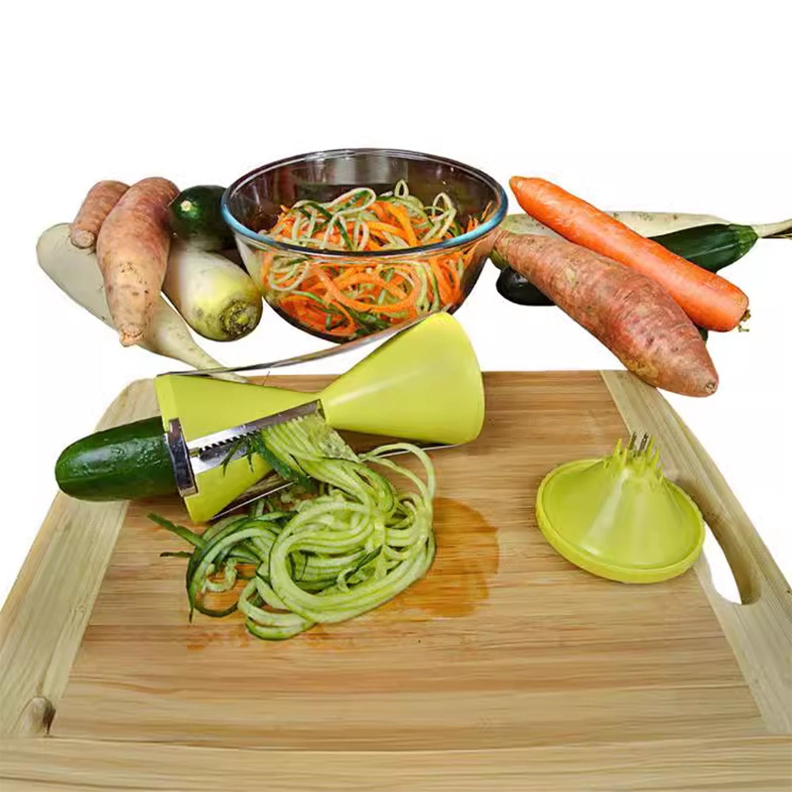 Spiralizer, Stainless Steel Vegetable Cutter for Large or Small Veggie Spaghetti Zucchini Carrot Pasta Noodle Maker Green