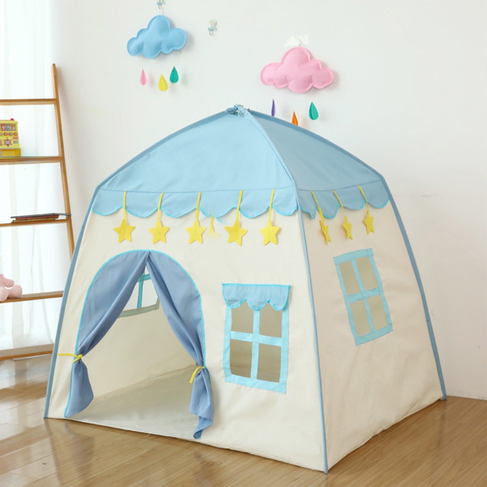 Cute Princess Tent for Girls, Princess Castle Play Tent Playhouse for Children Indoor and Outdoor Fun, 51"x 40" x 51 Blue