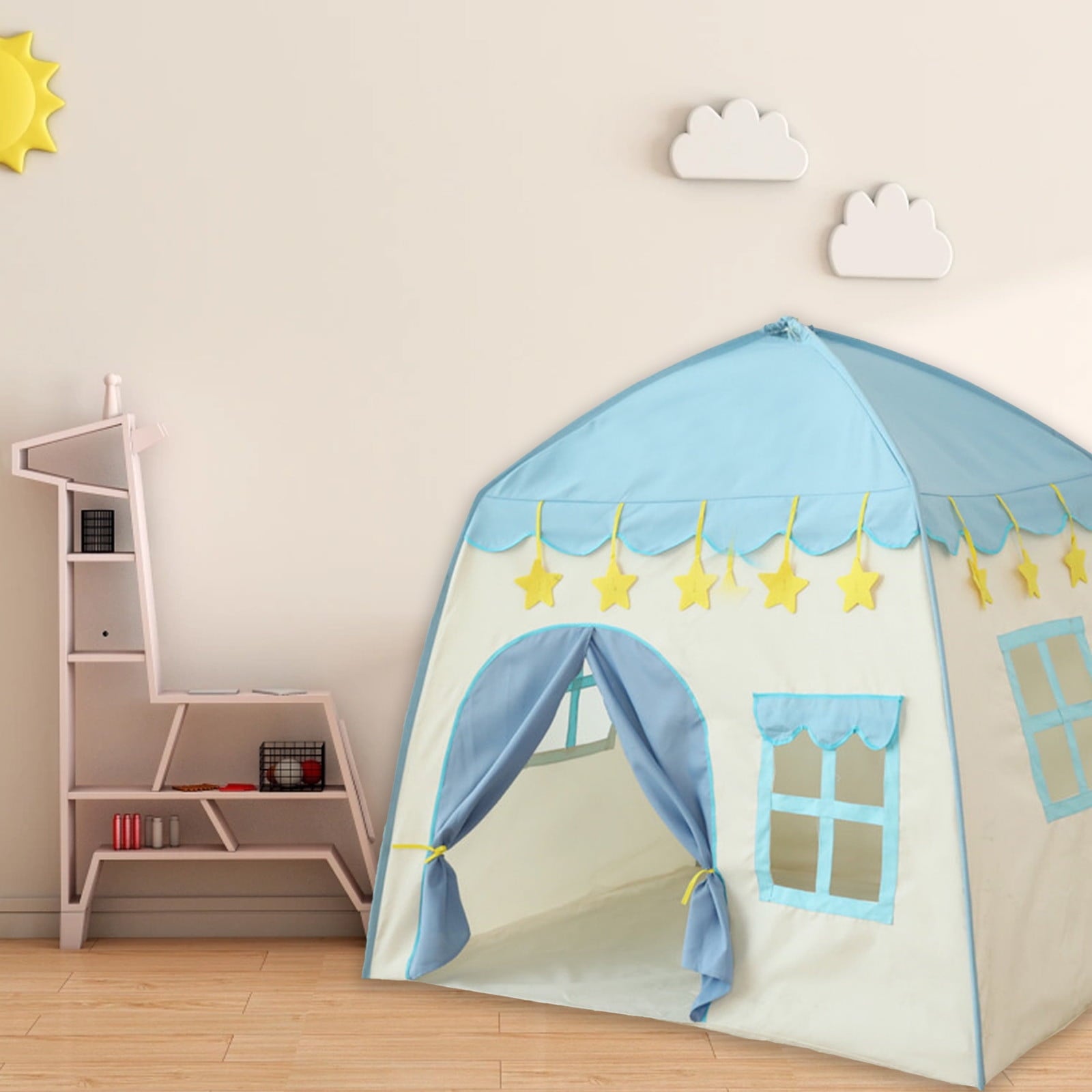 Cute Princess Tent for Girls, Princess Castle Play Tent Playhouse for Children Indoor and Outdoor Fun, 51"x 40" x 51 Blue