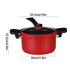 Nonstick Ceramic Coated Sauce Pan with Lid, Crock Pot with Twist & Lock Handles, Micro Pressure Cooker Versatile Cookware for Stovetops, Easy to Clean Red