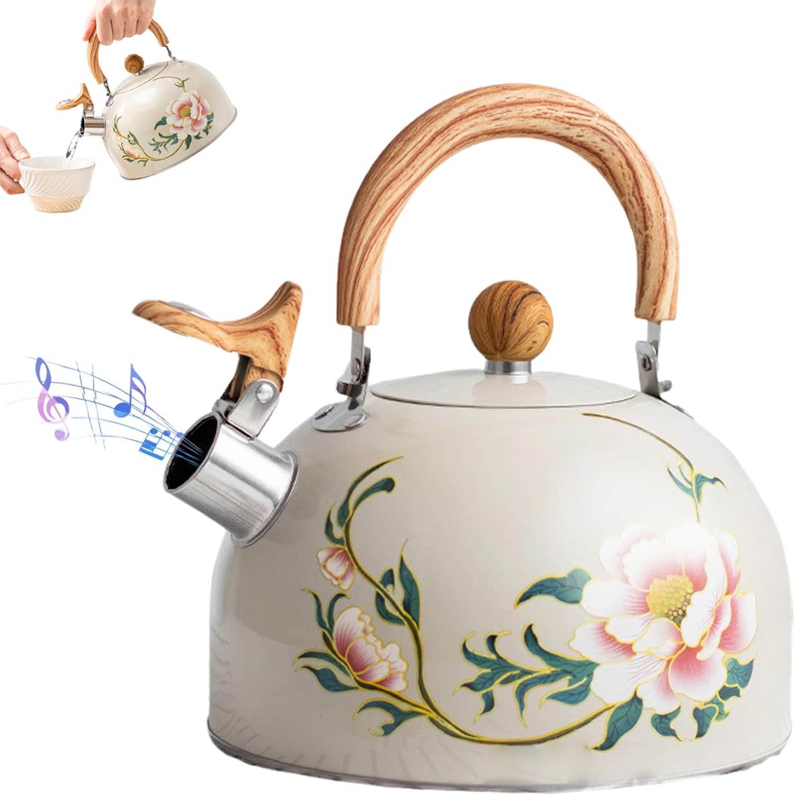 Whistling Tea Kettle for Stovetop, Stainless Steel Tea Pot Kettles, Rapid Boiling Teapot with Stay-Cool Ergonomic Handle, Perfect for Home & Kitchen Multicolor