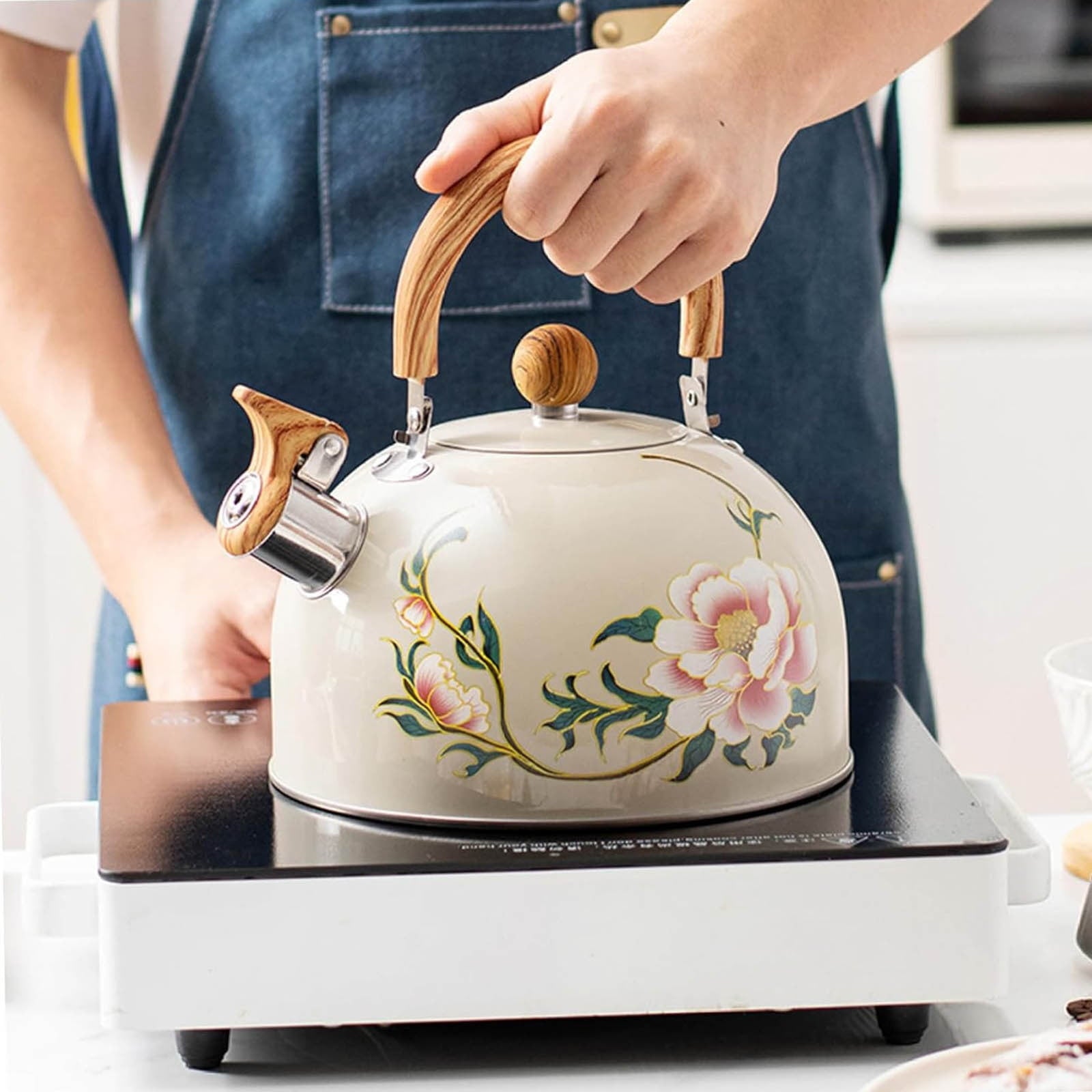 Whistling Tea Kettle for Stovetop, Stainless Steel Tea Pot Kettles, Rapid Boiling Teapot with Stay-Cool Ergonomic Handle, Perfect for Home & Kitchen Multicolor