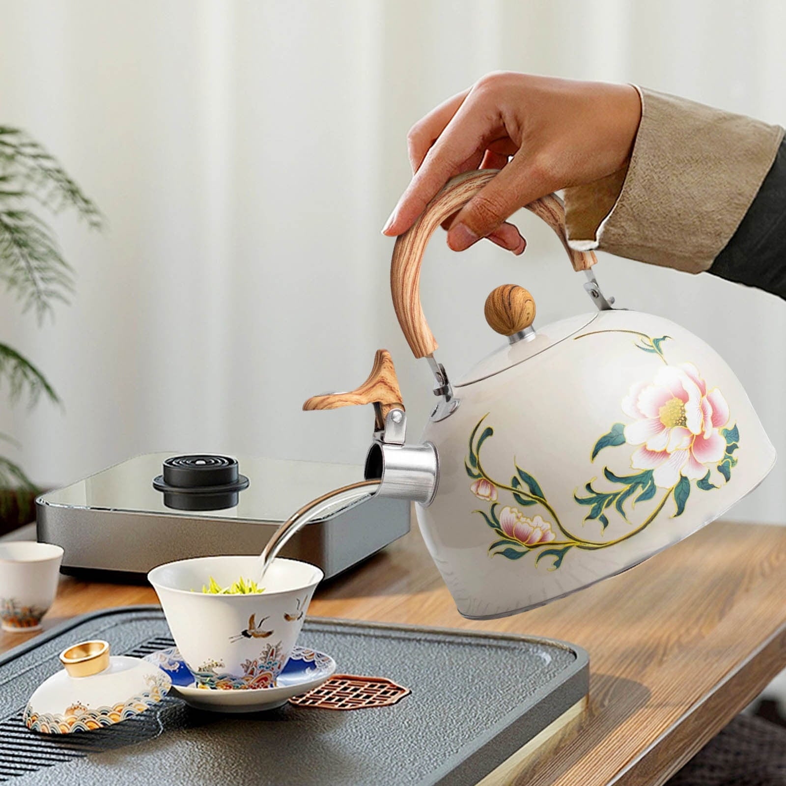 Whistling Tea Kettle for Stovetop, Stainless Steel Tea Pot Kettles, Rapid Boiling Teapot with Stay-Cool Ergonomic Handle, Perfect for Home & Kitchen Multicolor