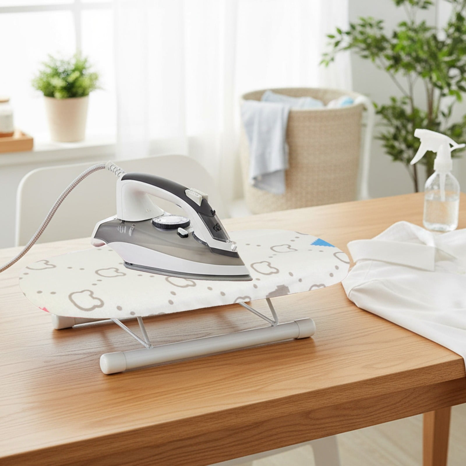 Desktop Ironing Board, Small Folding Tabletop Iron Board with Heat-Resistant Cover, Portable for Dorm, Travel & Small Spaces, Mini Ironing Mat J